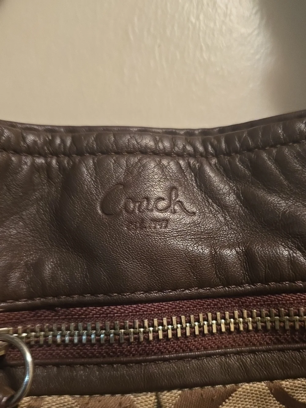 Coach Signature Canvas Shoulder Bag in Brown and Tan